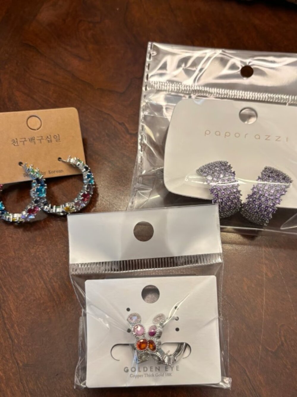 Set of 3 multi color hoop earrings
